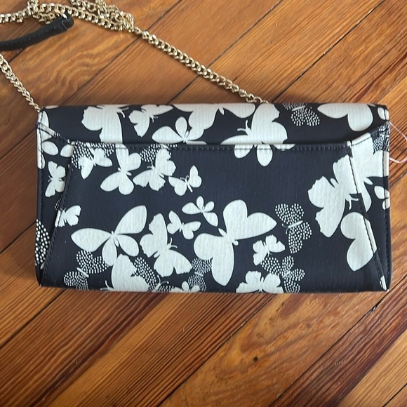 Talbots Black and White Butterfly Clutch with Detachable Gold Chain - Picture 7 of 10